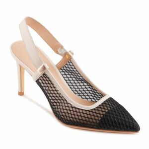 Melyann Keren Mesh Strap Back Point Toe Heels Black/Ivory